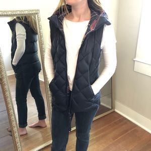 Lululemon Reversible Navy/Plaid Down Vest w Hood